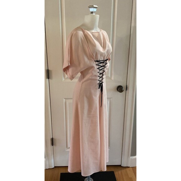 Marysia Resort Pink Micro Check Dress Lace Up Dress -Size XS - Picture 4 of 15